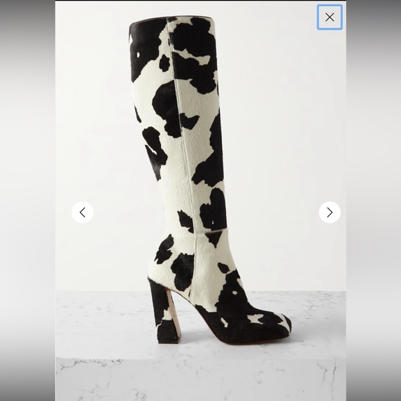 Amina Muaddi Shoes - Amina Muaddi Black and White Heeled Boots
